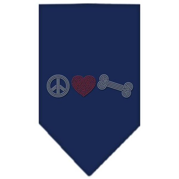 Unconditional Love Peace Love Bone Rhinestone Bandana Navy Blue large UN760747